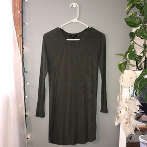 Forever 21 Olive Green Long Sleeve Body-Con Dress